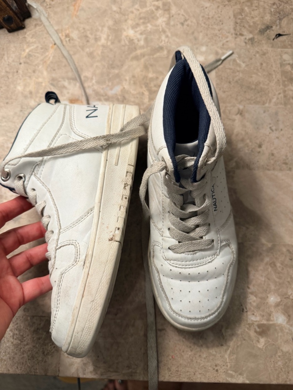 Nautica White High-Top Sneakers with Navy Lining